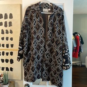 Anthropologie Field & Flower Black & Brown Motif Sweater